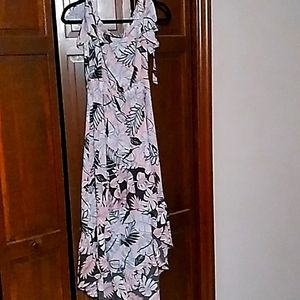 Flying Tomatoe high low dress with split sleeves, pink and green